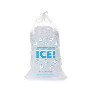 Biodegradable printed hdpe ice bag with drawstring and logo print