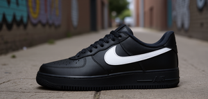 <span class=keywords><strong>Nike</strong></span> Air Force 1 Low <span class=keywords><strong>Noir</strong></span> Blanc Cuir à lacets Chaussures de basket-ball décontractées unisexes - Product Image 2