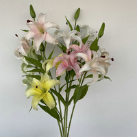 Nouvelles fleurs artificielles Calla Lily à 3 têtes, toucher réel, PU, 71 cm, fleurs de lys roses et blanches pour la décoration de la maison et des mariages