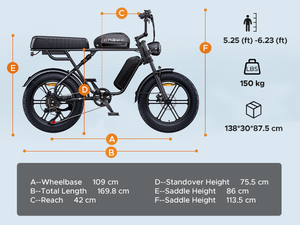 จักรยานไฟฟ้า EU/UK Stock Engwe M115.6+13AH แบตเตอรี่ลิเธียมคู่ 250W ขนาด 20 นิ้ว ยาง FatTire ระบบกันสะเทือนคู่ สไตล์มอเตอร์ไซค์ - Product Image 4