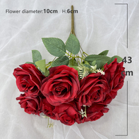 Fleurs Artificielles en Gros d'Usine, Bouquet Floral de Roses Rouges et Roses, Accessoires de Décoration Maison