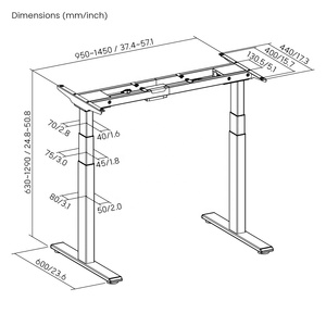 Giá rẻ văn phòng Ergonomic bảng máy tính lên Ergo Chiều cao có thể điều chỉnh động cơ kép điện 3-giai đoạn đứng bàn chân khung Úc - Product Image 6
