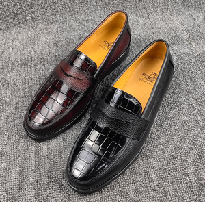 Mocasines Negros para Hombre, Zapatos Sin Cordones de Cuero con Estampado de Cocodrilo y Suela de Plataforma, Ligeros para la Oficina Diaria - Product Image 6