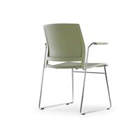 Chaise de bureau ergonomique en acier durable au design moderne avec accoudoirs, empilable, pour usage domestique, bureautique, réunions et formations
