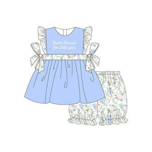 Boutique personalizzata con stampa floreale in stile giardino estivo graziosi pantaloncini per bambine abiti vestito tutina per bambini <span class=keywords><strong>vestiti</strong></span> per bambini - Product Image 3