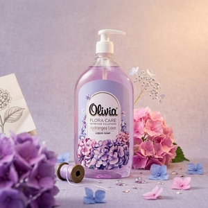 Hydrangea Love pH-Balanced Moisturizing <b>Liquid</b> Hand Soap with Panthenol Glycerin and Natural Extracts 1 L Olivia Flora Care - Product Image 2
