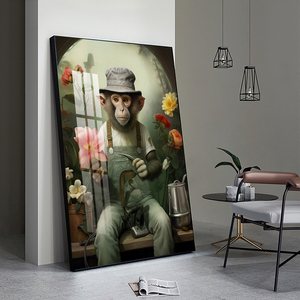 Décoration de salon : Affiches abstraites d'animaux, Graffiti mural, <span class=keywords><strong>Singe</strong></span>, Cuisinier, Barman, Impressions sur toile, Peintures d'animaux <span class=keywords><strong>Pop</strong></span> <span class=keywords><strong>Art</strong></span>, Décoration - Product Image 2