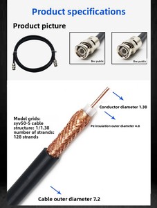 Câble coaxial LMR300 <span class=keywords><strong>BNC</strong></span> mâle vers <span class=keywords><strong>BNC</strong></span> mâle 50Ω Câble de raccordement coaxial RF Lmr200 Lmr300 Lmr400 - Product Image 3