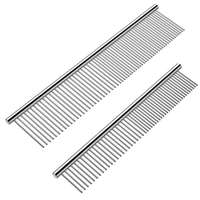 Peigne double face en métal argenté pour animaux de compagnie, en acier inoxydable, pour chiens et chats, peigne anti-puces, brosse de toilettage pour animaux de compagnie, vente flash RTS