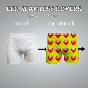 Men's Breathable <b>Custom</b> Color Seamless Eco-Friendly Woven <b>Boxer</b> Briefs Heat-Transfer Waist Valentine's Day Print Patterns - Product Image 2
