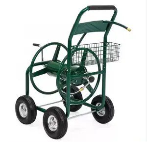 Carrete de manguera de riego de cuatro ruedas de acero inoxidable duradero para jardín al por mayor - Product Image 3