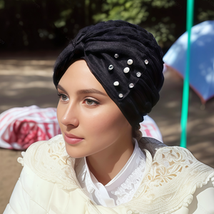 Nouveau bonnet plissé ethnique africain pour femmes, foulard musulman de style arabe, accessoire de coiffure pour femmes - Product Image 2