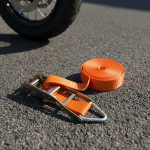 Sangles d'arrimage à cliquet 50 mm 9 m 2T en polyester tressé à pois avec crochet thermolaqué 8 mm et poignée en plastique antidérapante pour fixation de cargaison - Product Image 1