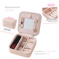Boîte à bijoux de voyage rose personnalisée avec logo, boîte à bijoux portable, organiseur de bijoux, petite boîte cadeau pour filles et femmes avec miroir