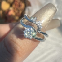 Bagues de mariage en gros pour femmes, ensemble de bagues de couple en argent sterling S925 avec diamant Moissanite couleur D VVS pour fiançailles