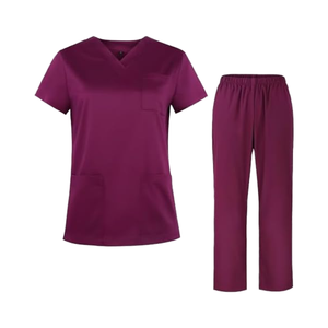 Set Top da <span class=keywords><strong>donna</strong></span> con scollo a V e pantaloni Cargo Multi-taschino abbigliamento da lavoro elasticizzato per infermieri e medici - Product Image 1