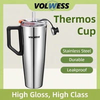 Bouteille d'eau isotherme à double paroi en acier inoxydable de 38 oz avec finition miroir et paille pour l'école