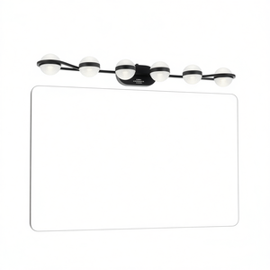 Applique murale LED moderne noire minimaliste à 6 lumières pour salle de bain, blanc chaud 3500K, finition mate, IP44, dimmable - Product Image 1