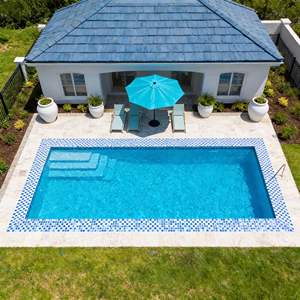 สระว่ายน้ำสำเร็จรูปทรงสี่เหลี่ยมผืนผ้าจากไฟเบอร์กลาสสำหรับติดตั้งในสวนหลังบ้าน  ดูแลรักษาง่าย - Product Image 3