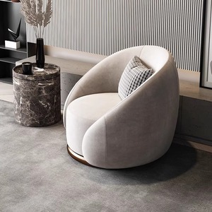 Fauteuil de relaxation en tissu de luxe léger, style nordique, design minimaliste, pivotant, modèle Tiger, pour salle à manger et salon, détente - Product Image 2