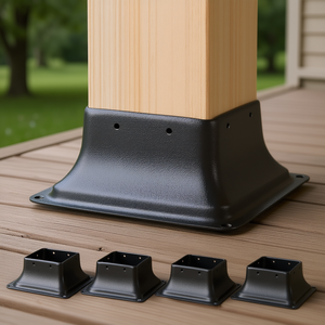 Base para poste de terraza 4x4, 4 piezas, soporte de acero resistente con recubrimiento en polvo, 3.6x3.6 pulgadas, para barandilla de porche - Product Image 2