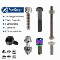 Baut Mur Sekrup Paduan Titanium Gr5 M5 M6*15 M7 M10 15mm Berwarna 12 Titik Ti Allen Flange Bolts Motor Polos