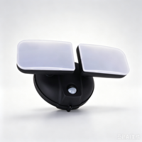 PDLUX PD-2P-A Détecteur de mouvement LED extérieur IP65 de style moderne 7W PIR étanche AC/DC/Solaire Double tête Blanc Noir - ROHS