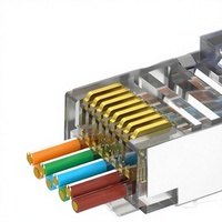 Cat6 Cat6a Through-Hole Shielded Perforated Crystal Head Gigabit RJ45 Berlapis Emas 8P8C PC IP55 Persegi Panjang Komputer Switch/Router