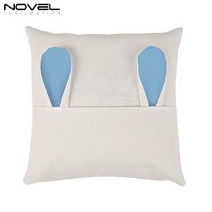 Cadeau de Pâques en gros, coussin avec motif d'oreilles de lapin, coussin à sublimation, housse de coussin personnalisée, oreilles de lapin, taie d'oreiller de poche - Product Image 2