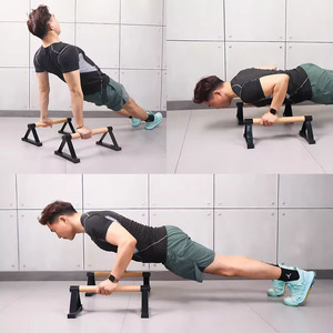 Barre de parallèlles individuelle professionnelle en bois pour la musculation et l'entraînement à domicile ou en salle de sport, pour exercices de calisthénie et pompes, 1 pièce - Product Image 6
