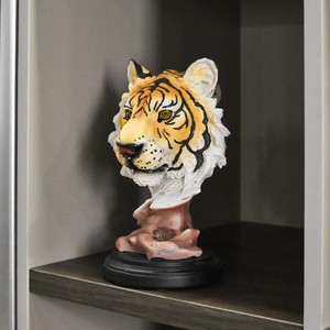 Simulazione testa di tigre scultura in resina artigianato tigre animale figurina con Base arredamento per la casa ornamenti caratteristici <span class=keywords><strong>natale</strong></span> - Product Image 5