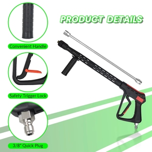 Pistola de Lavado <span class=keywords><strong>a</strong></span> Presión Universal de 350 Bares, 5000 PSI, 70 L/M, Gran Caudal, para Lavado de Autos, con Varilla de Extensión y Conector Rápido de 1/4 Pulgadas - Product Image 2