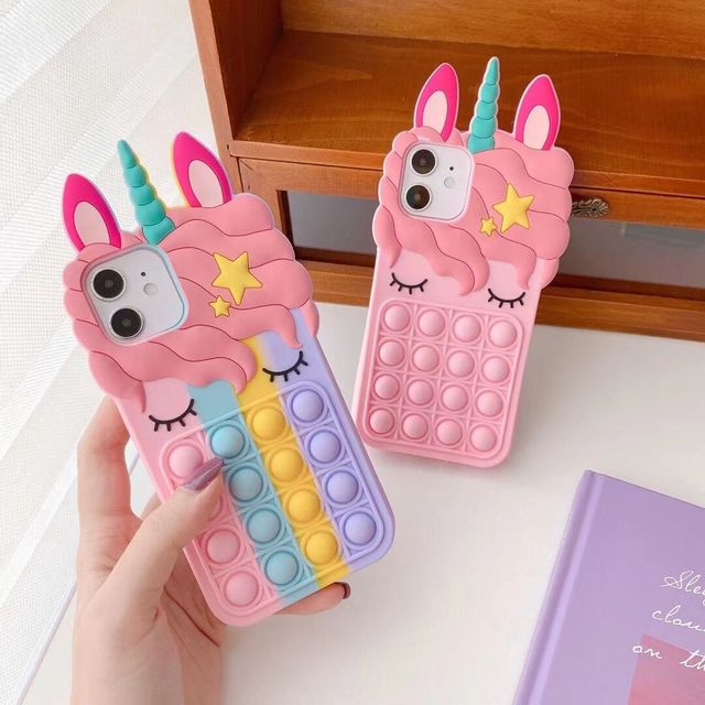 3D Cute Cartoon Silicone Shockproof Phone Case for 11-17 Pro Max Unicorn Design