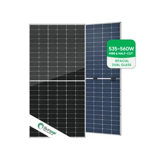 Sunpal Transparent Mono Perc Half Cut Dual Glass PV Modules 535W 540W 545W 550W 560W Bifacial Solar Panels With Battery