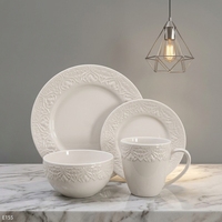 Service de table en céramique gaufrée en relief, style vintage européen, assiettes, bols et tasses en porcelaine, best-seller toute l'année