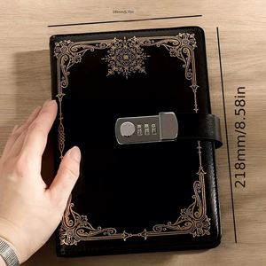 Low MOQ Password Notepad Custom Gold Stamping Lock Waterproof Leather Hardcover A5 80 Sheets Thread Sewing - Product Image 2