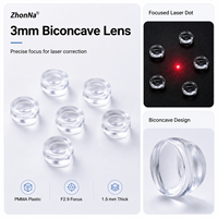 Lentille laser biconcave en plastique de 3 mm, F2.9, focale 1,5 mm, lentille optique en PMMA pour outils et accessoires d'expérimentation de correction laser