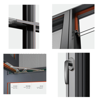 Ventana Abatible de Aleación de Aluminio con Rotura de Puente Térmico, Espaciador de Borde Cálido, Vidrio Triple Aislante, Certificación Energy Star, Resistente al Viento, para Villas y Hoteles
