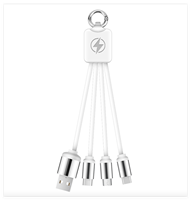Câble de charge 3 en 1 blanc, le moins cher, personnalisable, avec logo lumineux LED, cadeau d'entreprise, double entrée, type C, USB A