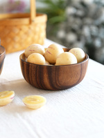 Ensemble de Grands Bols de Cuisine en Bois d'Acacia Massif de Haute Qualité – Bols à Salade et à Soupe