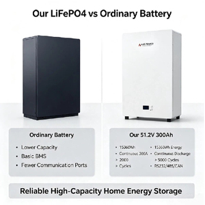 51.2V 300Ah LiFePO4 Home <b>Energy</b> <b>Storage</b> Battery 15360Wh Wall Mounted Lithium Iron Phosphate Power Battery for Solar <b>System</b> - Product Image 2
