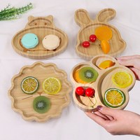 Vaisselle pour enfants avec logo personnalisé des fabricants, ensemble de bols à assiette en bambou à aspiration divisée, bols à salade en bois écologiques pour enfants