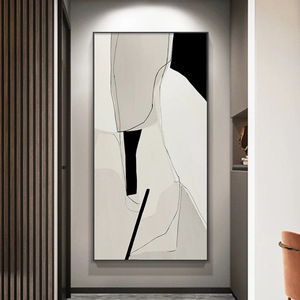 Cuadro Abstracto al Óleo sobre Lienzo, Marco Negro, Rectangular, Moderno, Minimalista, Decorativo, para Entrada o Pasillo - Product Image 4