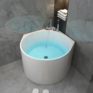 Small Round Acrylic bath tub Freestanding Soaking Bathtub stand alone tub pedestal tub for small bathroom
