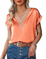 Nouvelle Collection Chemise Femme Manches Courtes, Blouse V Col Court, Haut Décontracté Tendance en Promotion