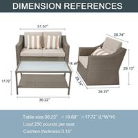 Meubles de piscine de plage ensembles de canapés en rotin de jardin extérieur imperméables tous temps avec table basse