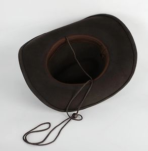 A111503 Chapeau haut de forme unisexe en feutre 100% laine, à large bord rigide, marron foncé, pour occasions formelles, décontractées et fêtes, vente en gros - Product Image 4