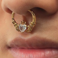 CNC Set Marquise Helix Segment d'oreille Zircon anneaux de nez en forme de U plaqué or Faux anneaux de nez pour les mariages corps Faux Piercing cadeau