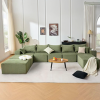 8-teiliges Modulares U-förmiges Ecksofa Großes Konvertierbares Übergroßes Chaiselongue- und Bettsofa Luxuriöse Cord-Polsterung Schlafsofa