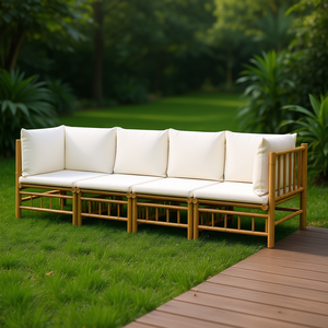 Bamboo Modular Garden <b>Sofa</b> <b>Set</b> Outdoor Furniture Durable Cushion Garden Use - Product Image 3